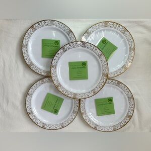 50 Chambury Casa Fancy Round Plastic Dinner Plates w/ Gold Rim 10” White NEW